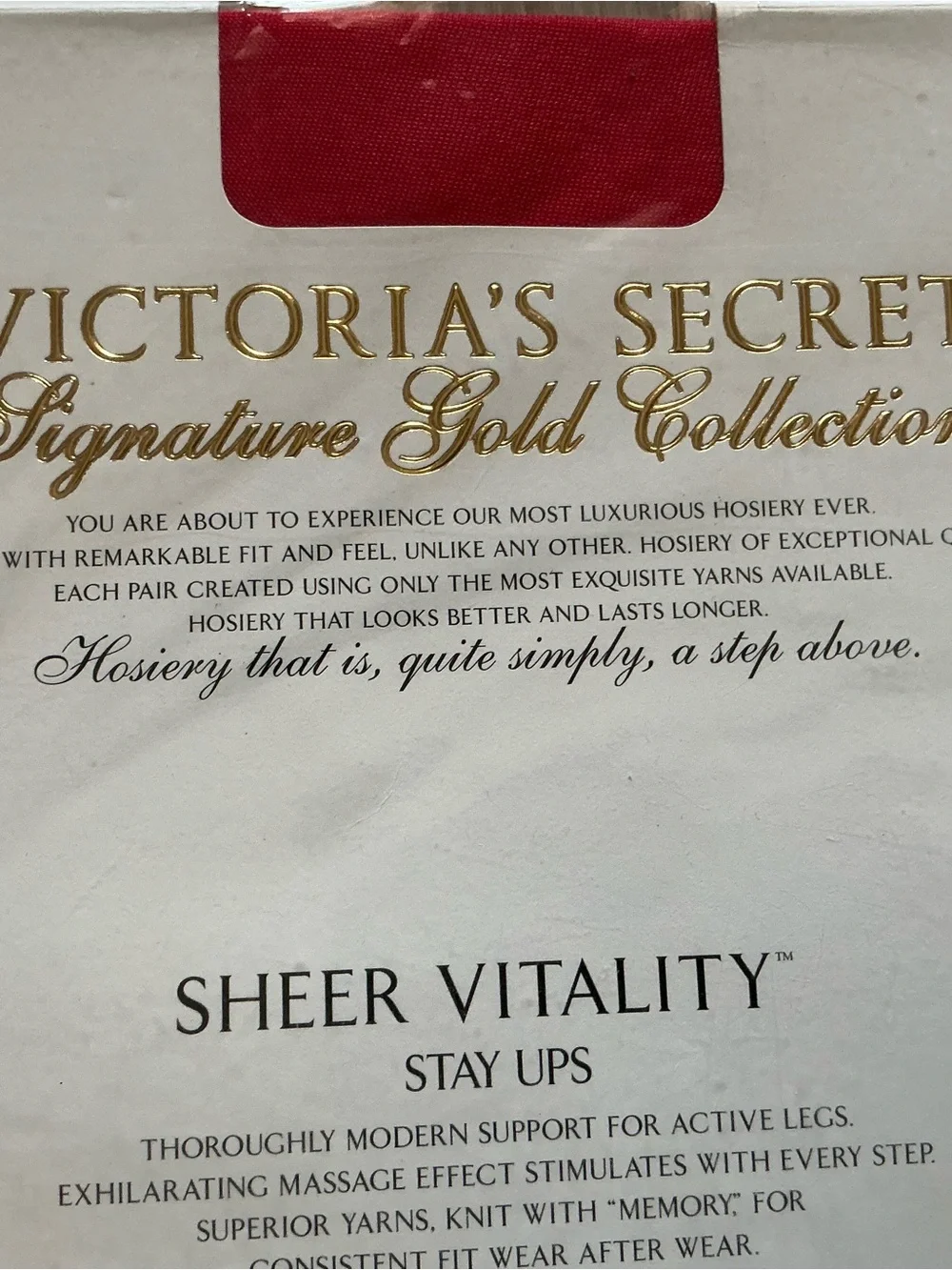Vtg Victoria’s Secret gold signature collection vitality sheer stay up stocking